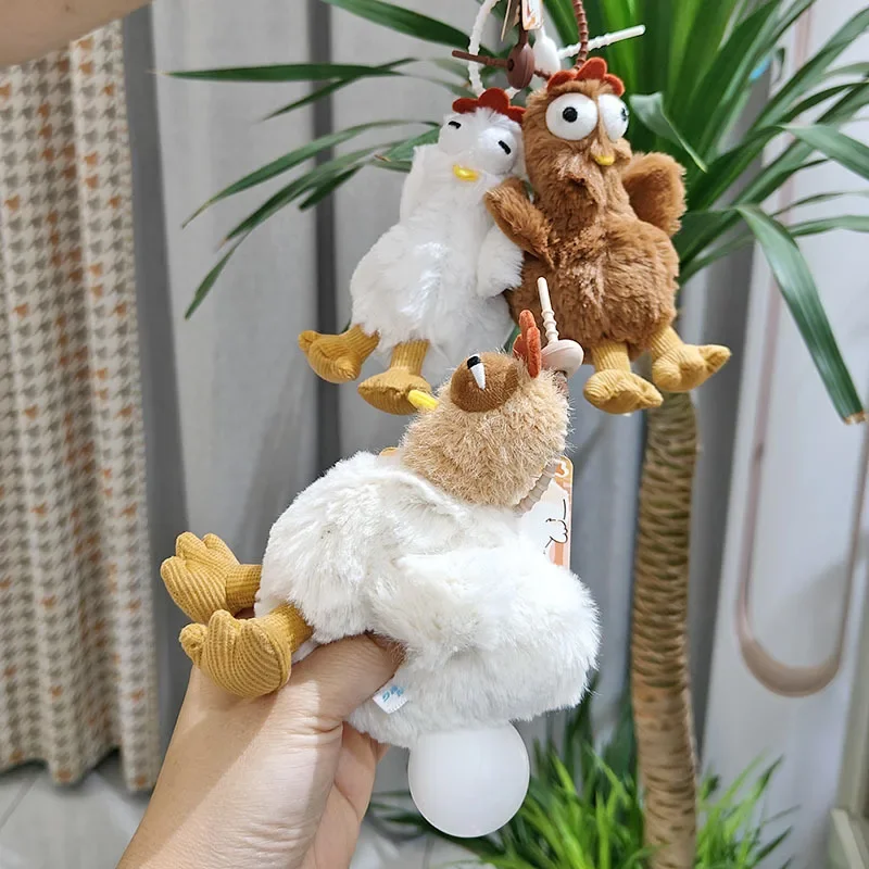 12cm Lovely Squeaky Chicken Plush Toy Keychain Cute Animals Plush Pendant Chicken Doll Keyring Girl Women Bag Accessories Gifts
