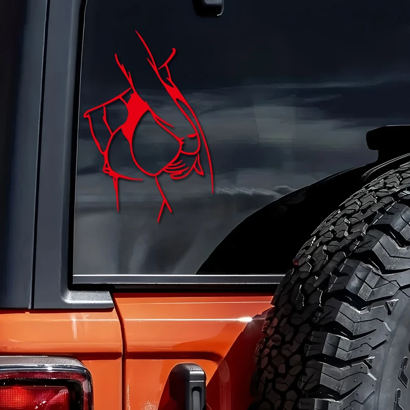 Pretty girl playing with character outline creative&funny stickers for cartoon fans&lover,high quality for car trucks motorcycle