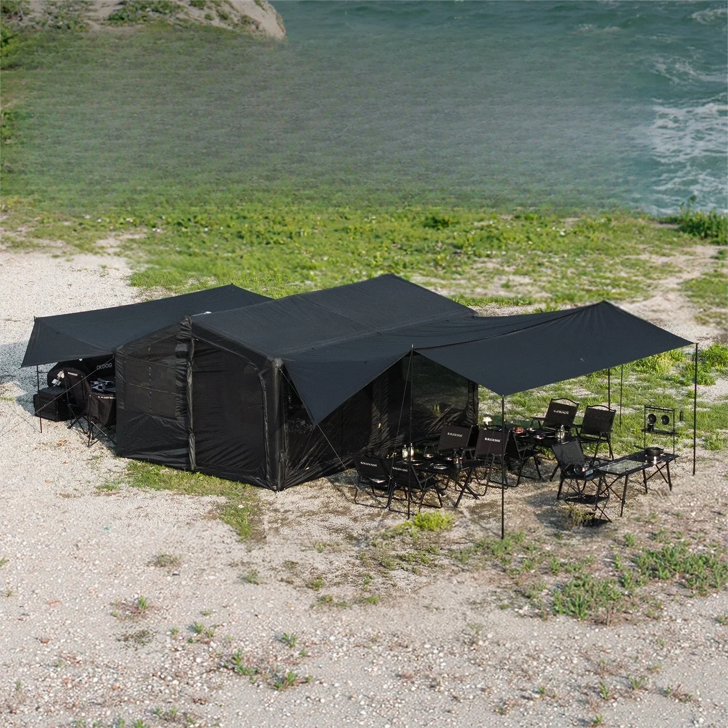 Outdoor automatic inflatable tent, portable overnight bedroom tent, titanium vinyl windproof and rainproof camping