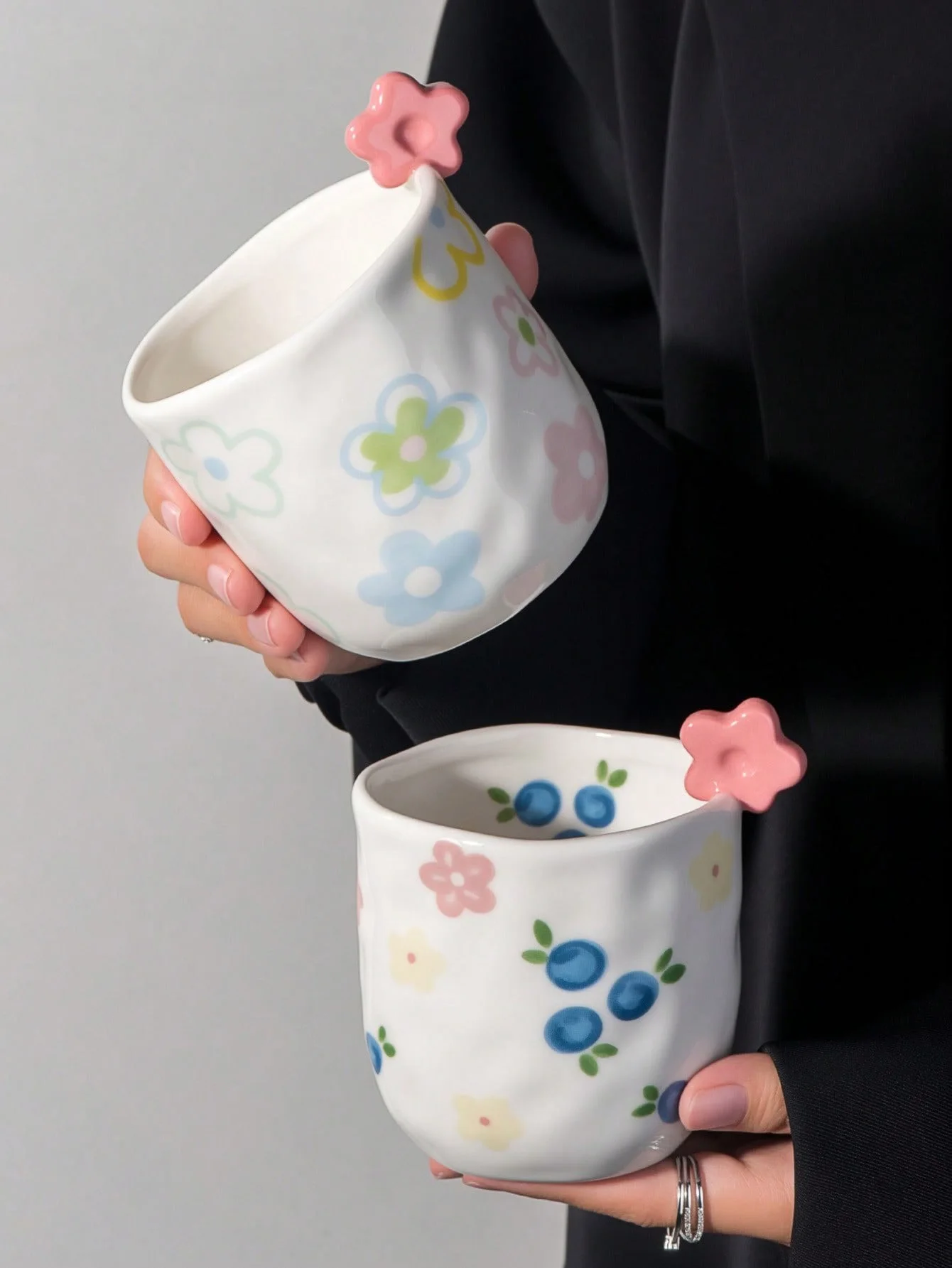1pc Ceramic Coffee Cup, Cup With Three-dimensional Flower Decoration, Fresh And Cute Style Mug - view 4