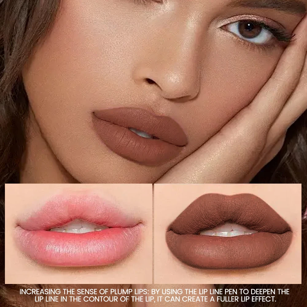 Pudaier 6-kolorowy wodoodporny matowy konturówka do ust - długotrwała, nieprzywierająca do ubrań, matowy wykończenie, 6 uniwersalnych odcieni