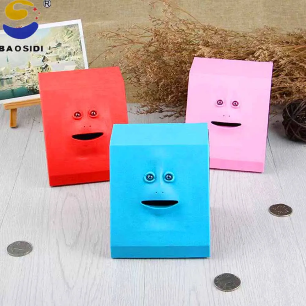 Children Sensor Coin Box Cute Face Bank Money Safe Box Piggy Banks Eats For Money Saving Creative Toys For Kids Christmas Gift