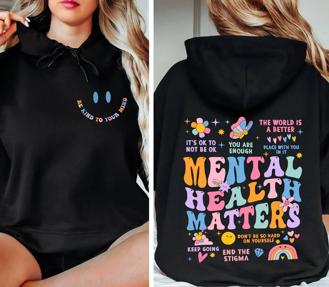 Mental Health Issues Sweatshirt Womens Inspirational Mental Health Anxiety Positive Quotes Long Sleeve Sweatshirt Fleece Clothin