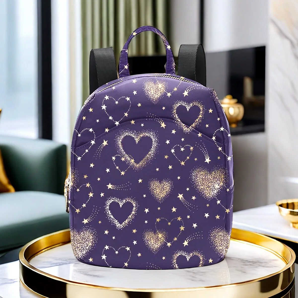 Alikpop Heart shaped Painting Style Small backpack for Women - Adjustable, Versatile Polyester Mini Backpack for Men and Women -