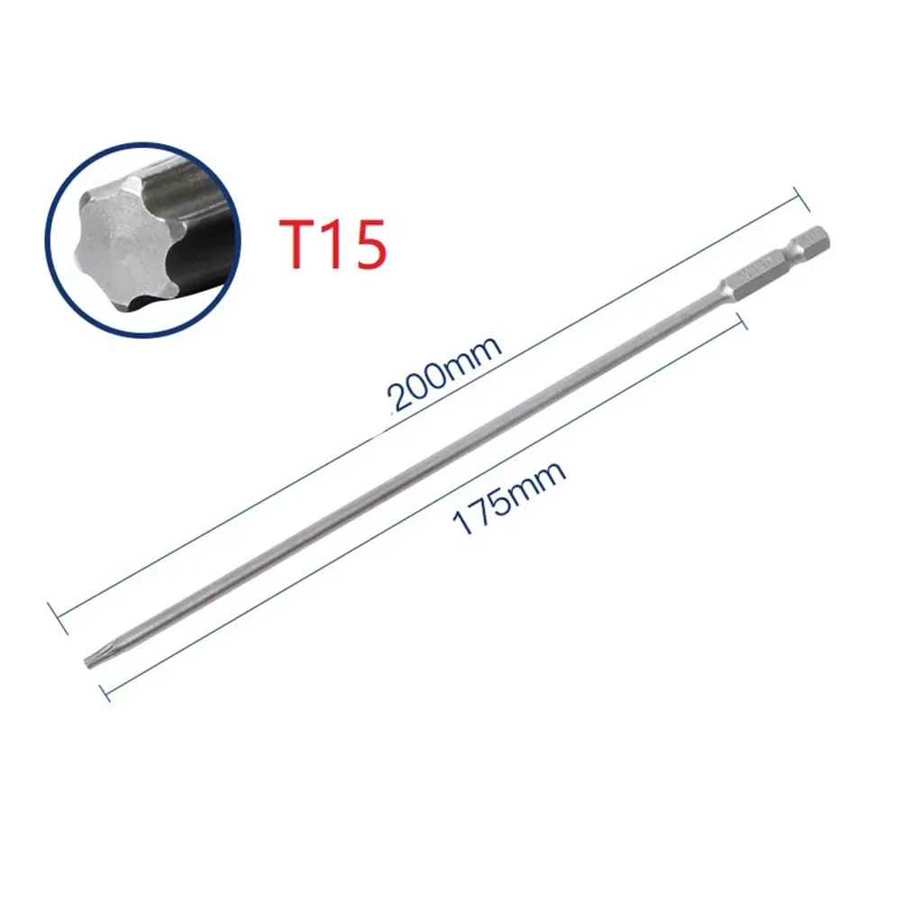 1Pc 200mm Long-T30 Magnetic Torx Screwdriver Bits Set Electric Screwdriver Head, T15, T20, T25, T27, T30