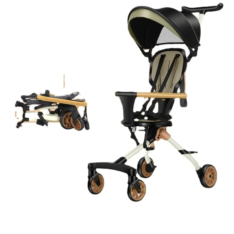 Baby Stroller High Landscape Folding Lightweight Stroller Two-way Swivel Seat Four-wheeled Shock-absorbing Baby Travel Stroller