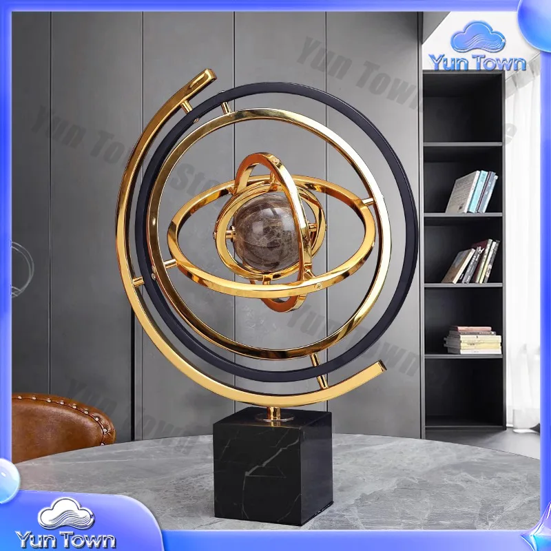 German globe light luxury high-end living room ornament American metal office entrance TV cabinet craft decoration