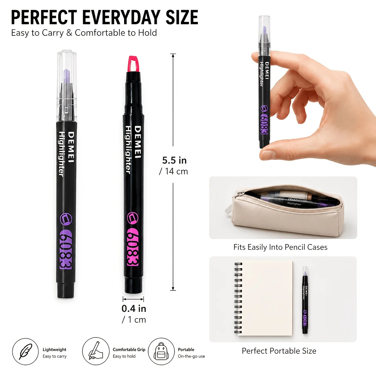 6Pcs Transparent Window Tip Highlighters, Soft‑Grip Anti‑Bleeding Quick‑Drying Marker Pens for School Learning Supplies