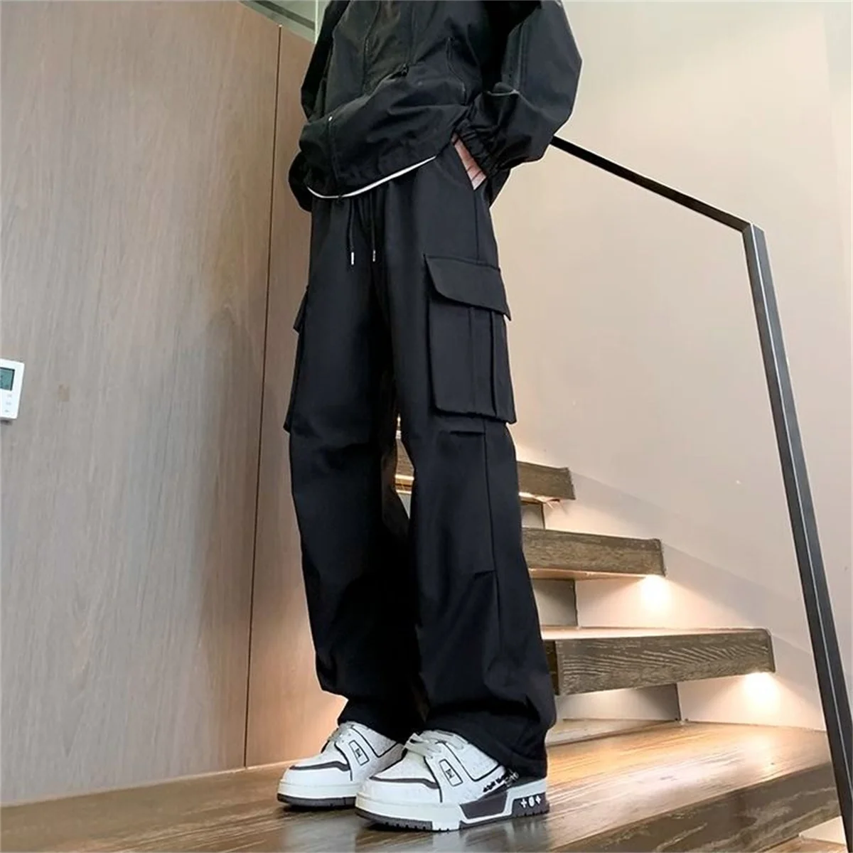 

Новинка 2024, мужские летние рабочие брюки больших размеров с несколькими карманами, однотонные модные свободные и универсальные повседневные брюки с прямыми штанинами