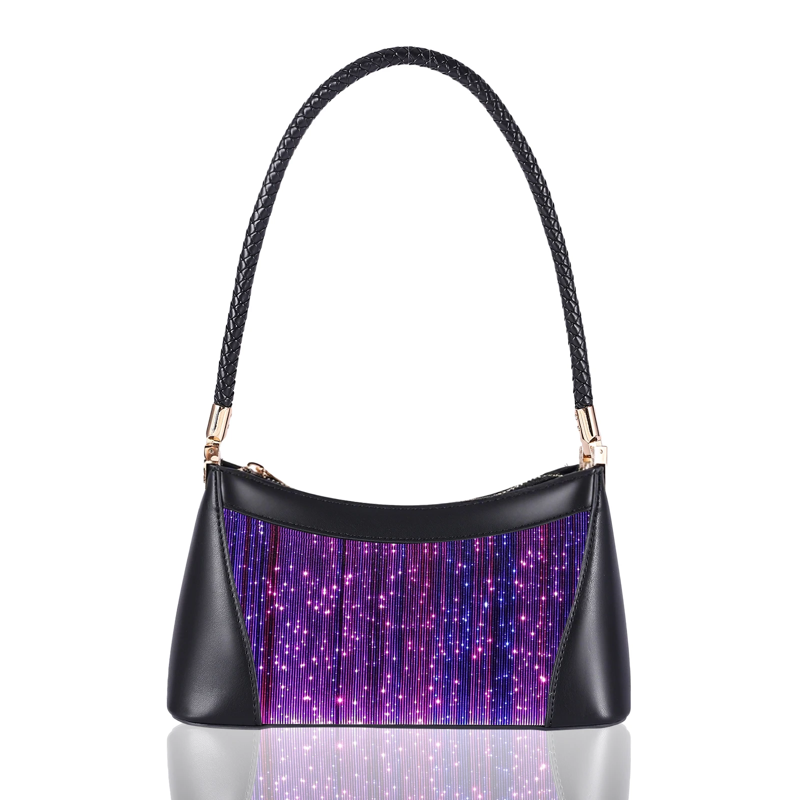 حقيبة تحت الإبط متوهجة LED حقيبة كتف مفردة أوضاع تغيير اللون معدات عصرية ثابتة 7 ألوان تغيير تلقائي