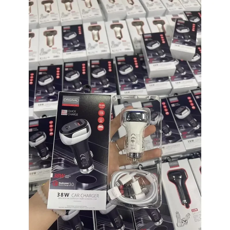 for Car Charger PD 20W QC 3.0 Dual Port Fast Charging Adapter 38W Total Output High Quality USB C Auto Mobile Phone Power