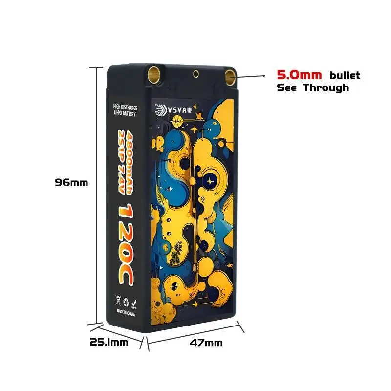 Batería LiPo 2S 7,4V 4800mAh 120C – Conector XT60 para RC - imagen 4