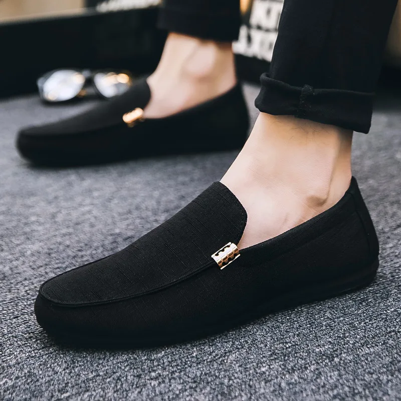 

Men canvas loafer simple leisure shoes car driver moccasin