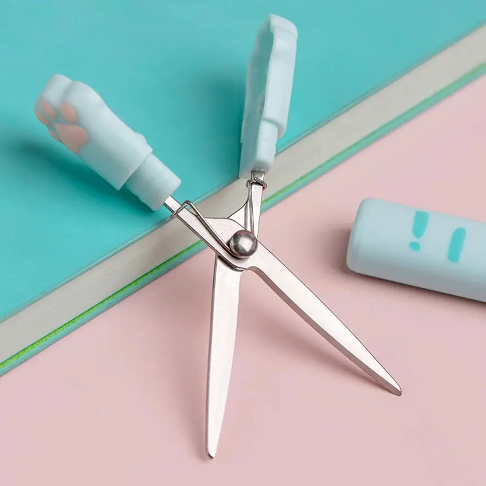 Multifunctional Cute Kawaii Girl Gift Portable Mini Hand Scissors Cat Paw Scissors Folding Design Stainless Steel