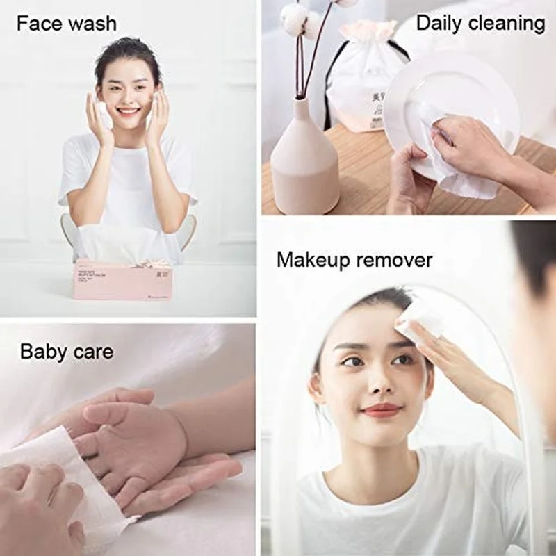Ultra Soft Extra Thick Disposable Facial Tissues for Sensitive Skin and Used as Cleansing Make Up Removing Wipes Dry Wet Towels