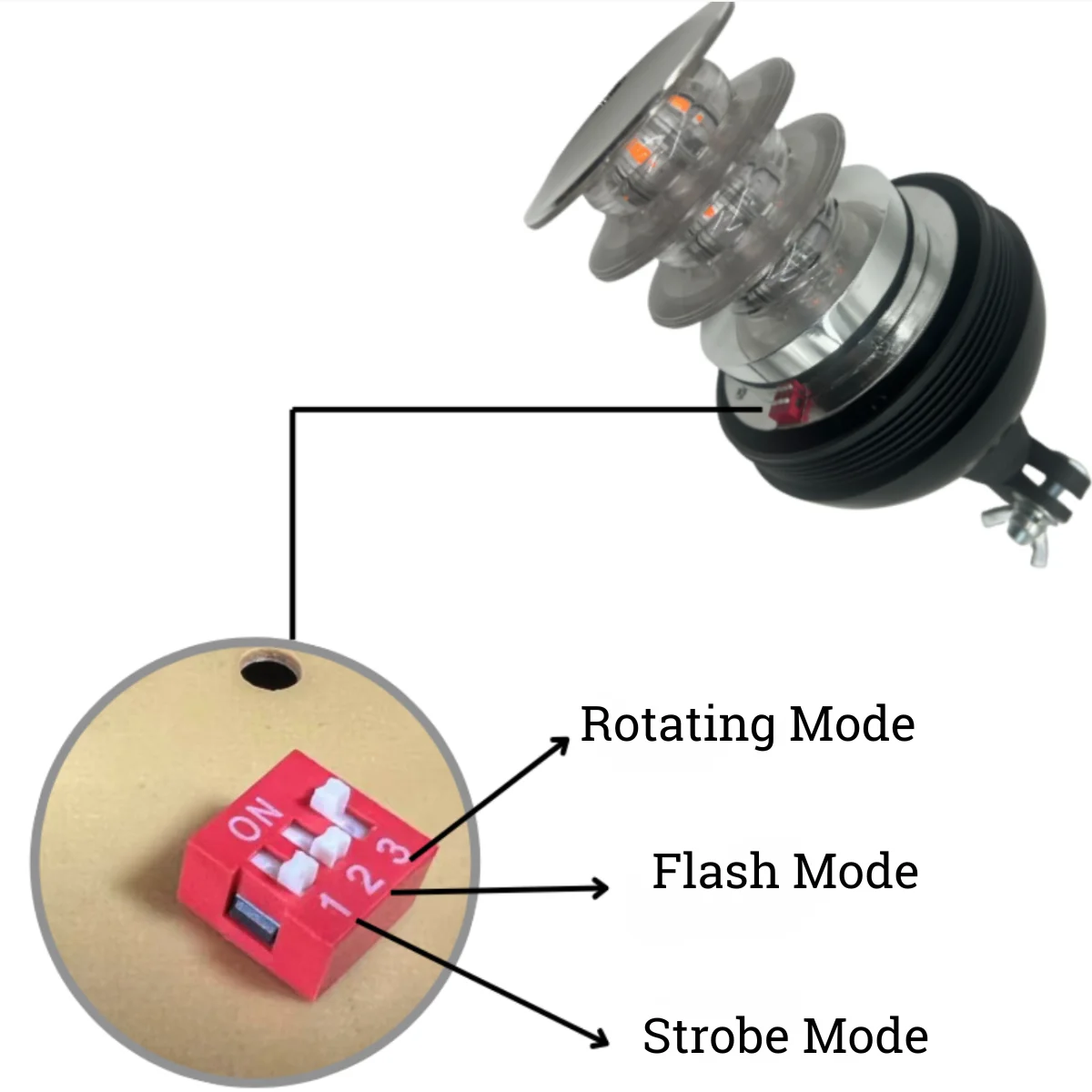 2026 New Amber 12VDC LED Rotary Emergency Flashing Lamp Flexible Pole Traffic Flash Strobe Light Safety Warning Beacon