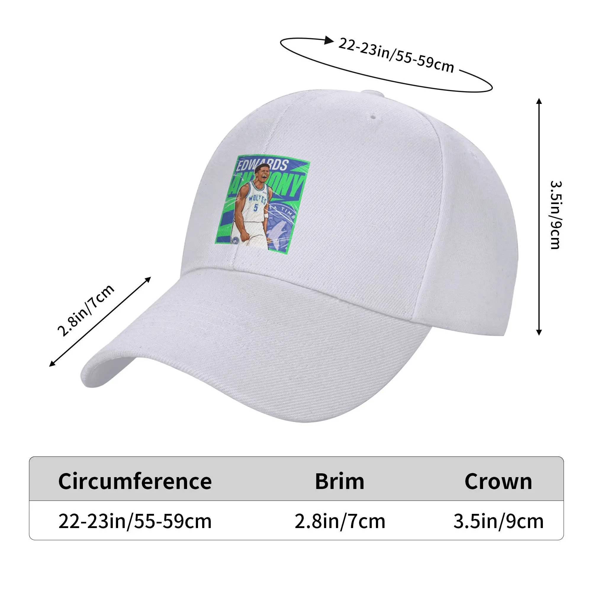 أنتوني إدواردز تمبروولفز التوضيح الفني قبعات البيسبول Snapback قبعات البيسبول تنفس عادية Casquette للجنسين