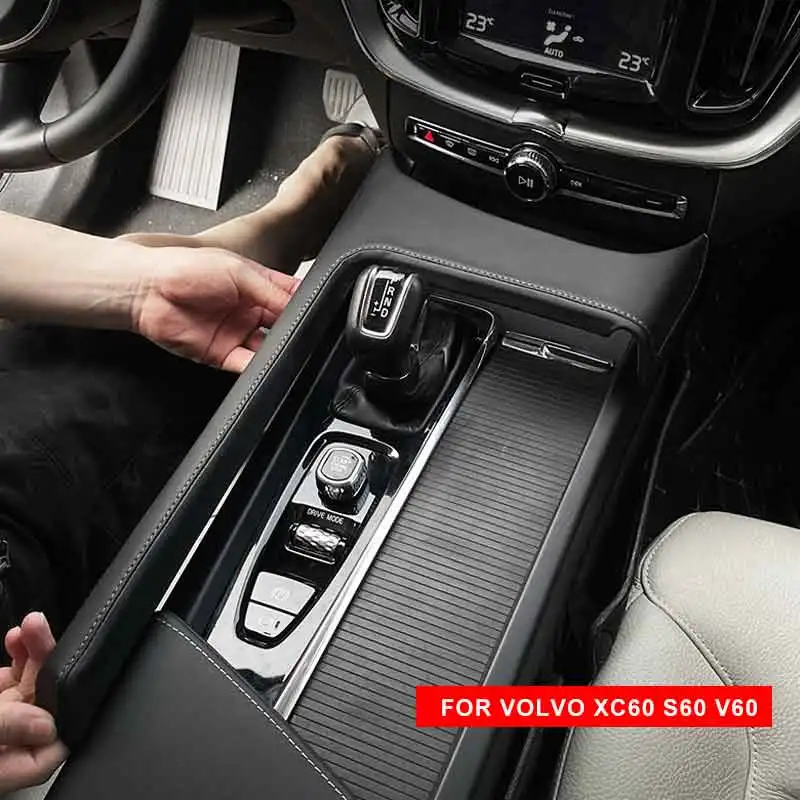 

For Volvo XC60 S60 V60 central control gear panel decorative frame fur leather car sticker protection panel interior accessories