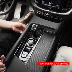 For Volvo XC60 S60 V60 central control gear panel decorative frame fur leather car sticker protection panel interior accessories