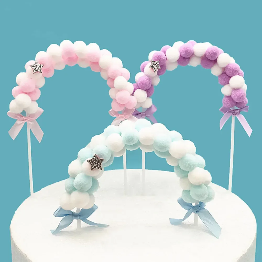 1Pc Arch Ball Cake Topper Happy Birthday Party Dessert Decoration for Baby Shower DIY Cake Top Flags Supplies Cake Accessories