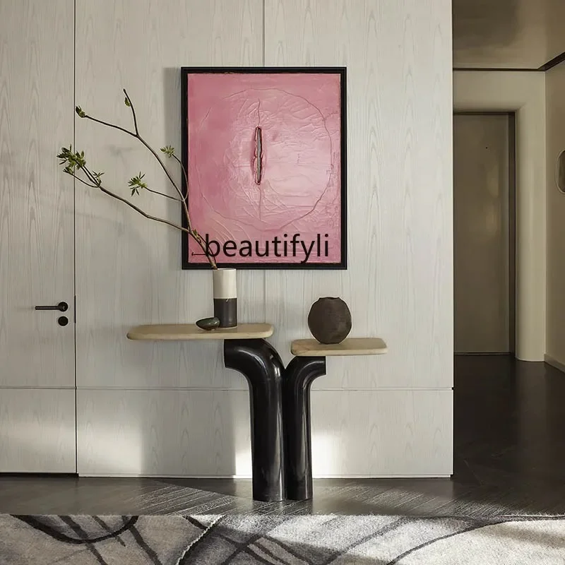 

Modern light luxury marble entrance table designer corridor small apartment against the wall table