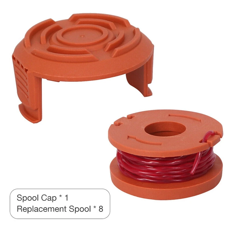 9 Pack Replacement Spool String Trimmer Line 8 Pack Spool And 1 Cap Lawn Mower Accessories For WORX