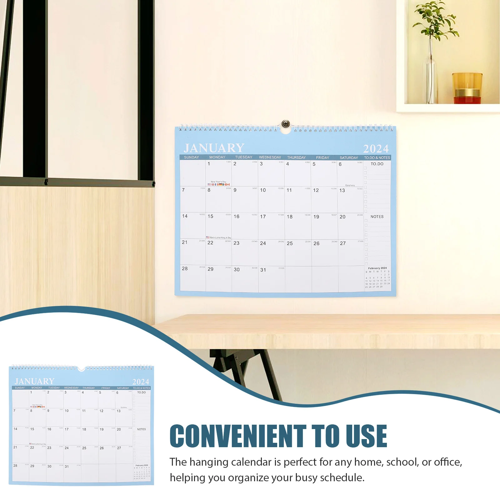 2025 English Calendar Sturdy Daily Use Noting Hanging Large 2024 Hanging Calendar Lunar Household