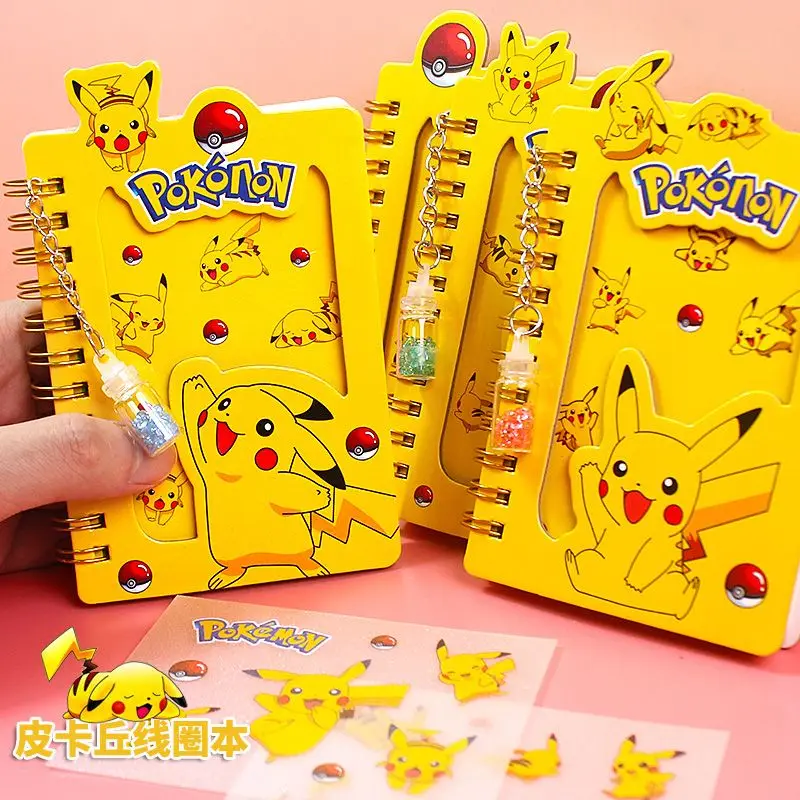 Pikachu Coil Book Portable Palm Book Hard Surface Card Copy Anime Cartoon Notebook Boys and Girls Student Notepad Wholesale