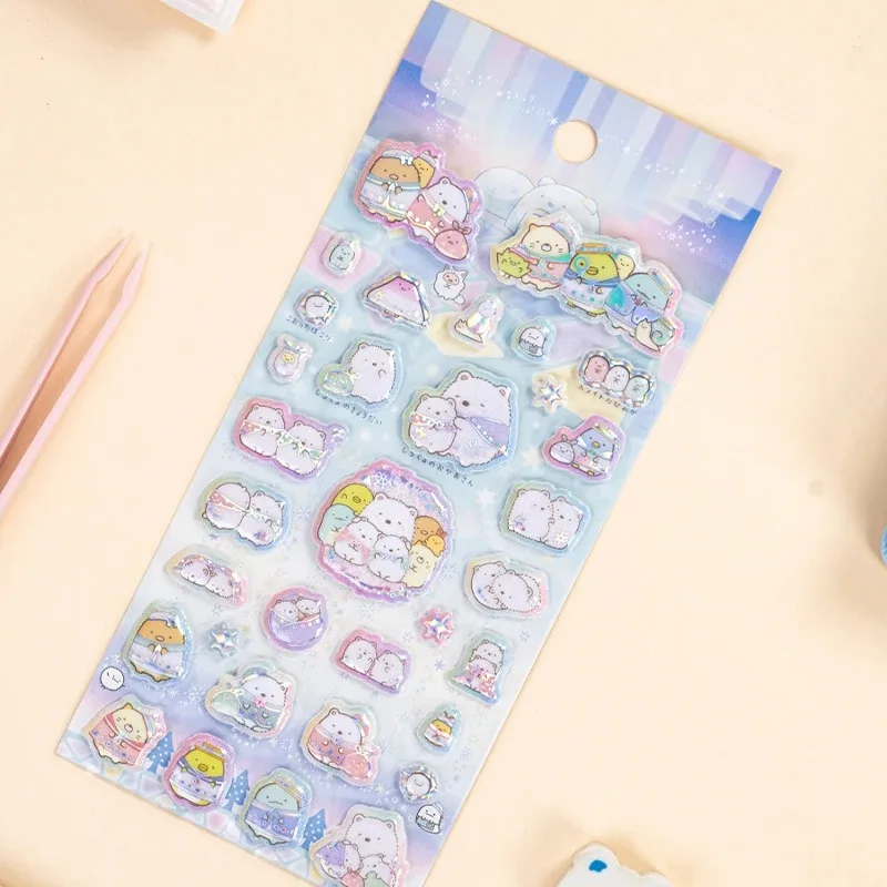 1PCS Japanese Anime Sumikko Gurashi 3D Puffy Bubble Cotton Glitter Sparkle Stickers DIY Journal Decor Supplies