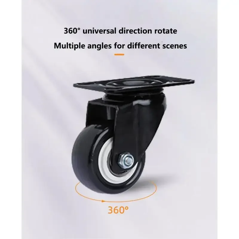 4 Pcs 2.5 Inch Gold Diamond Universal Wheel/Black Flat Base With Brake With Double Bearing Sleeve Black Furniture Caster
