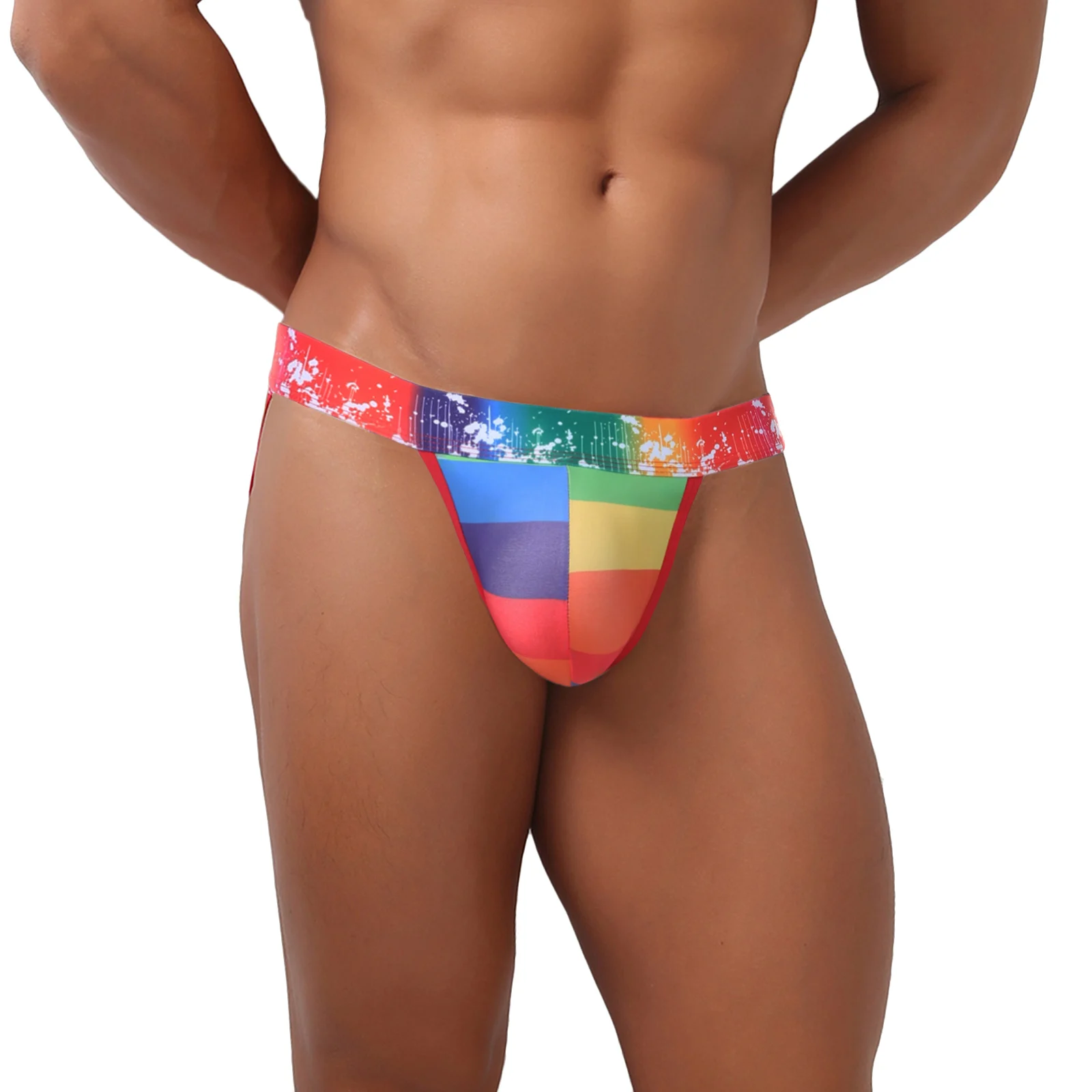Sexy Briefs Rainbow Underwear Man Panties Erotic Bulge Pouch High-Cut Wide Waistband Sunflowers Print Underpants Slips