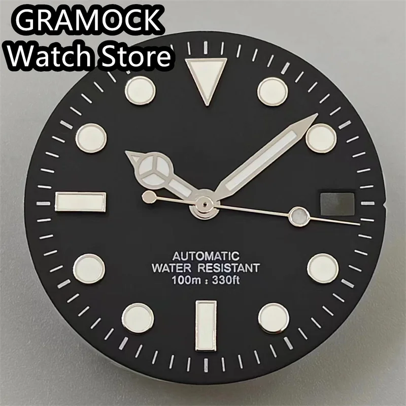 GRAMOCK 29mm black dial gold and rose edge time marks Dial Green luminous dial fit NH35 NH36 movement watch accessories