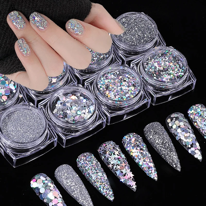 Decorazione in polvere Glitter per unghie per unghie natalizie Art Flash paillettes riflettenti per creatività Manicure Chunky Flakes Ornaments