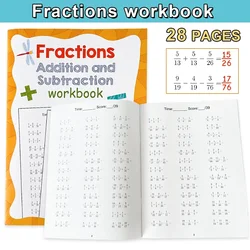 28Pages Adding and Subtracting Fractions with Three Terms- Math Workbook Practice Learning materials for Student Primary School