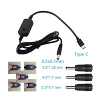 Type C USB C to 5.5x2.1mm 2.5x0.7 /3.5x1.35mm 4.0x1.7mm 5V 9V 12V 15V 20V Adjustable Voltages Step Up Cable with Voltage display