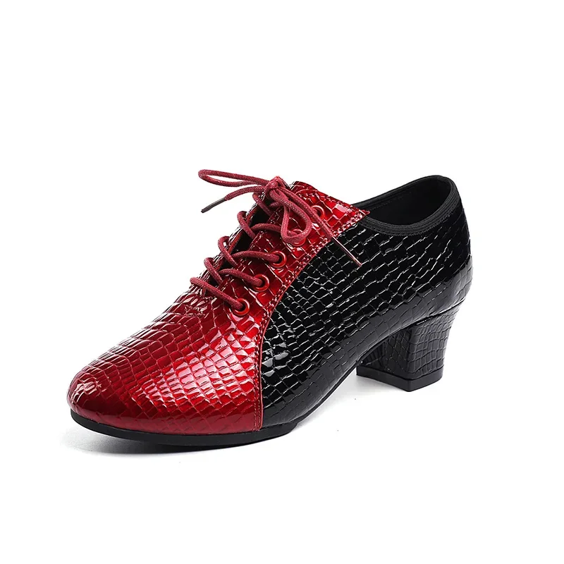 XIHAHA Vrouwen Latin Dansschoenen Vrouwelijke Hoofdlaag Koeienhuid Steen Patroon Zachte Rubberen Zool Bodem Ballad Ballroom Jazz Vrouw Schoenen