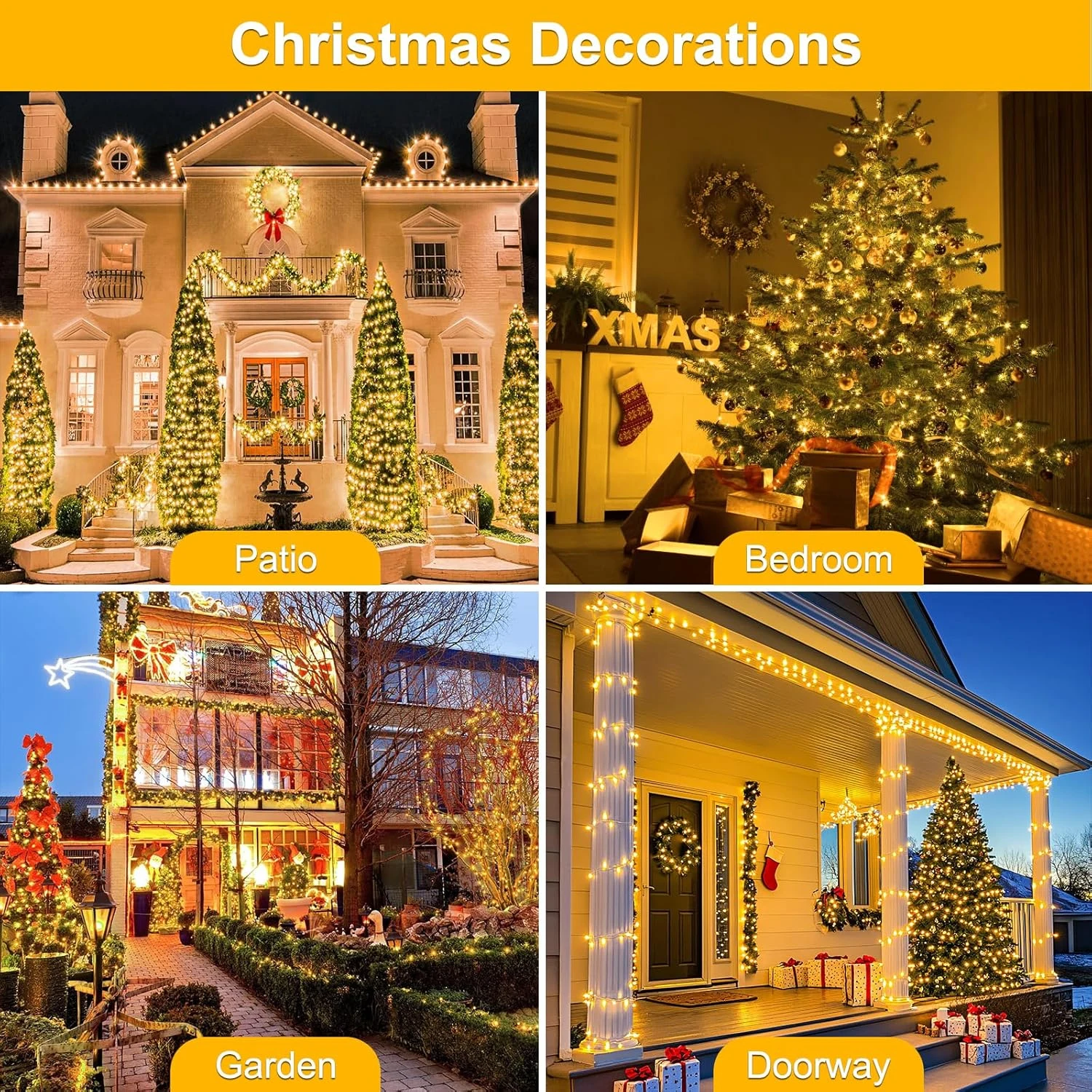 LED-Weihnachtslichterkette, 8 Beleuchtungsmodi, Lichterkette, Weihnachtsbeleuchtung für Urlaub, Zuhause, Party, Dekoration, drinnen und draußen, 400 LEDs – Detail 12