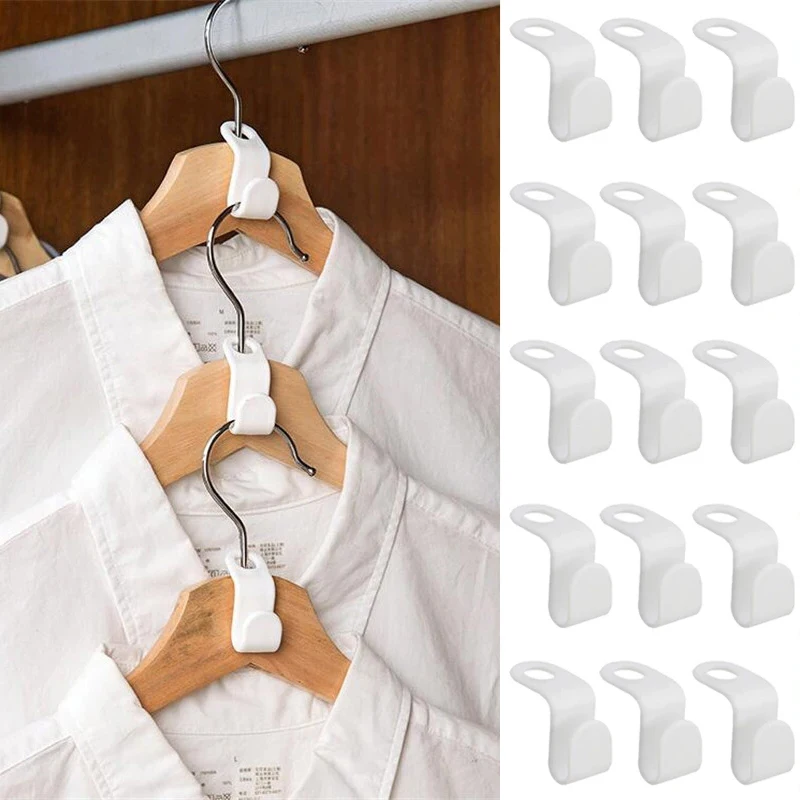 

10/20Pcs Clothes Hanger Hooks Wardrobe Space Save Connector Hook Cascading Hanger Rack White Plastic Coat Organizer Hanger Hook