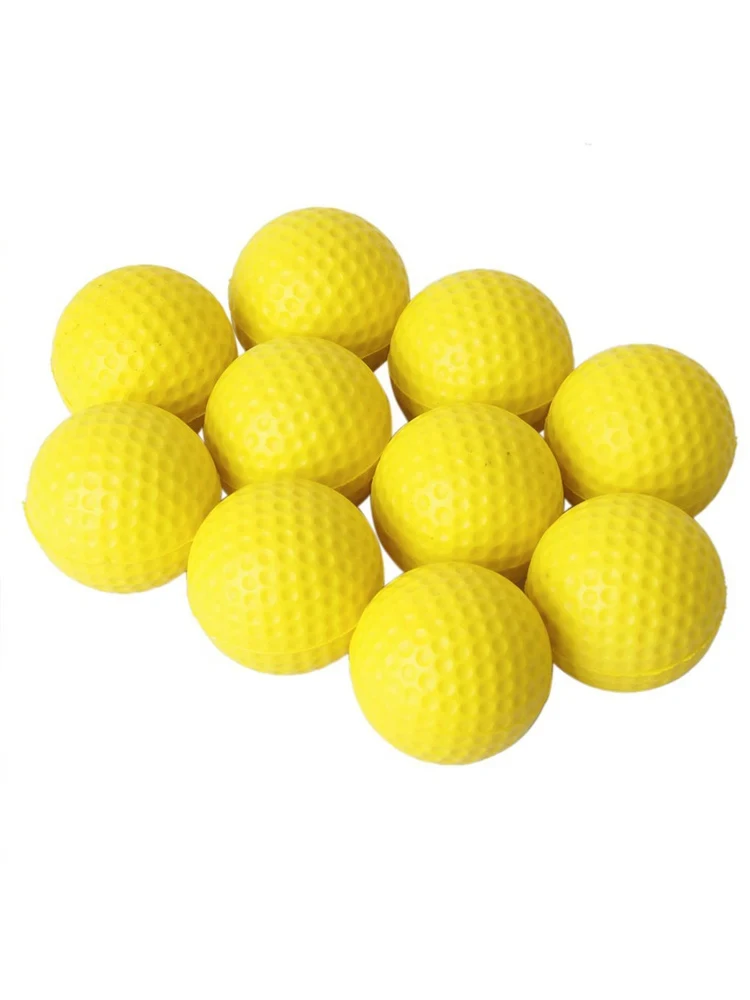 10 szt. Żółte Piłki Golfowe z Pianki PU Gąbka Elastyczna Treningowa do Ćwiczeń w Pomieszczeniach i na Zewnątrz — zdjęcie 2