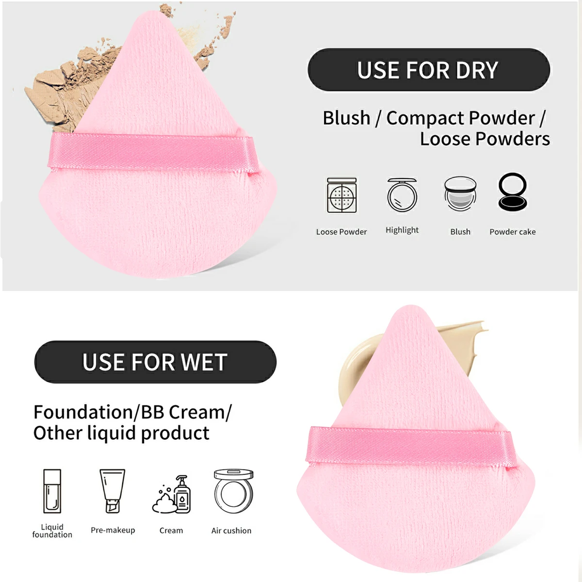 11 pçs kit de ferramentas de maquiagem 4 pçs pincéis de maquiagem com 7 pçs pó puff esponja de maquiagem dedo almofada de ar puff corretivo mistura sombra