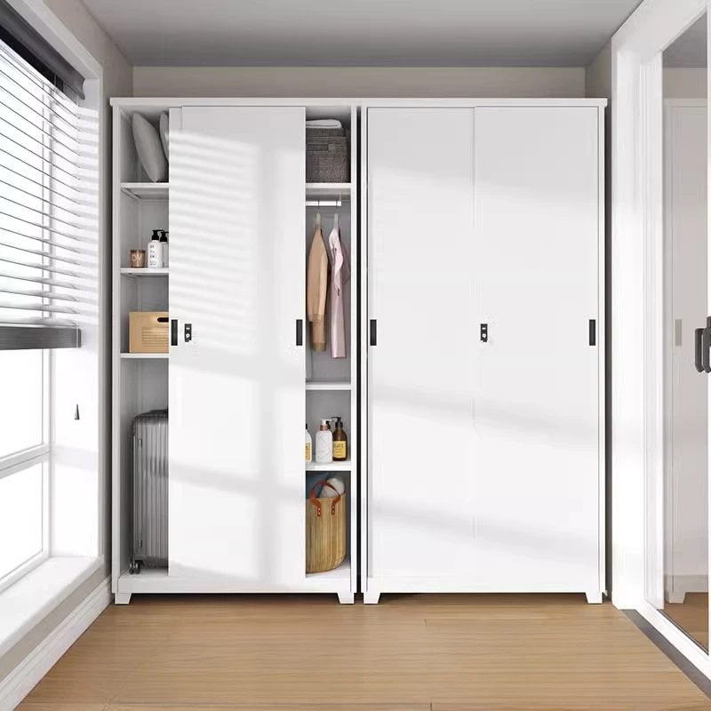 

Package installation Household wardrobe Steel leather cabinet Space-saving sliding door Children's bedroom Balcony Multi-layer