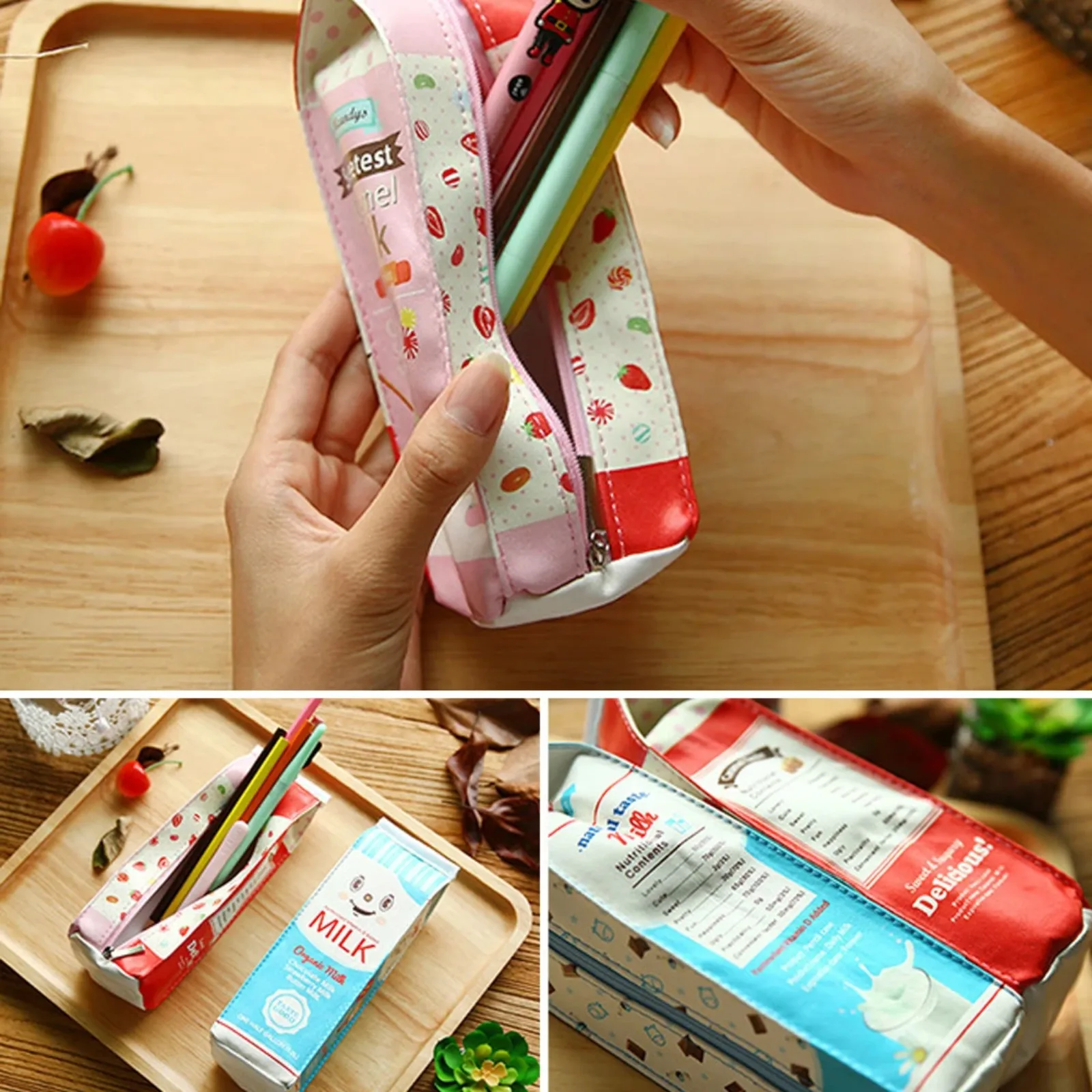 Creative Cartoon Pencil Case Korea Style School Pencil Box Cute Milk Shape Unusual Pencil Cases for Girls Boys School Supplies