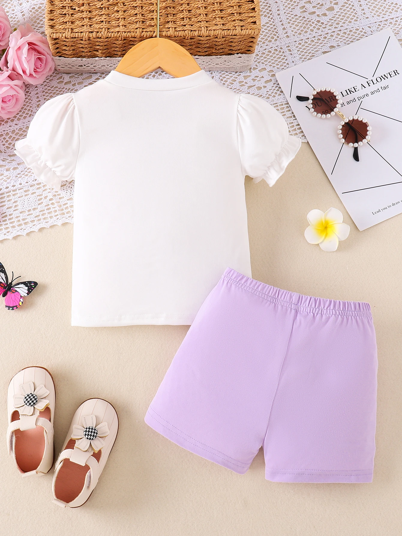 Children Eden 0-3yrs old newborn baby girl leopard bowknot ruffle short sleeve t-shirt purple shorts summer clothing sets for in