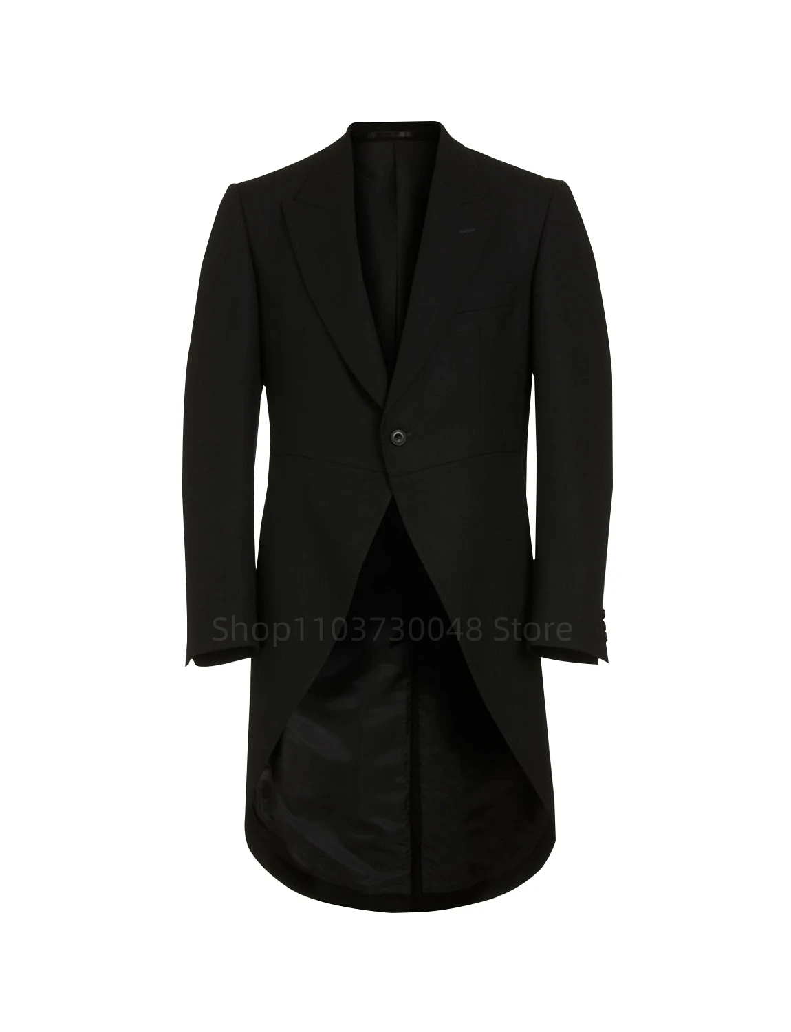 

Formal Black Tailcoat Blazer for Men Peak Lapel Single Breasted Dinner Party Jacket Slim Fit Wedding Business Suits Long Coat