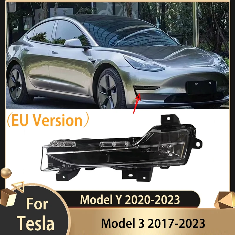 

For Tesla Model 3 2017-2023 Model Y 2020-2023 (EU Version) Car Front Fog Light Assembly Daytime Running Light White DRL Lamp