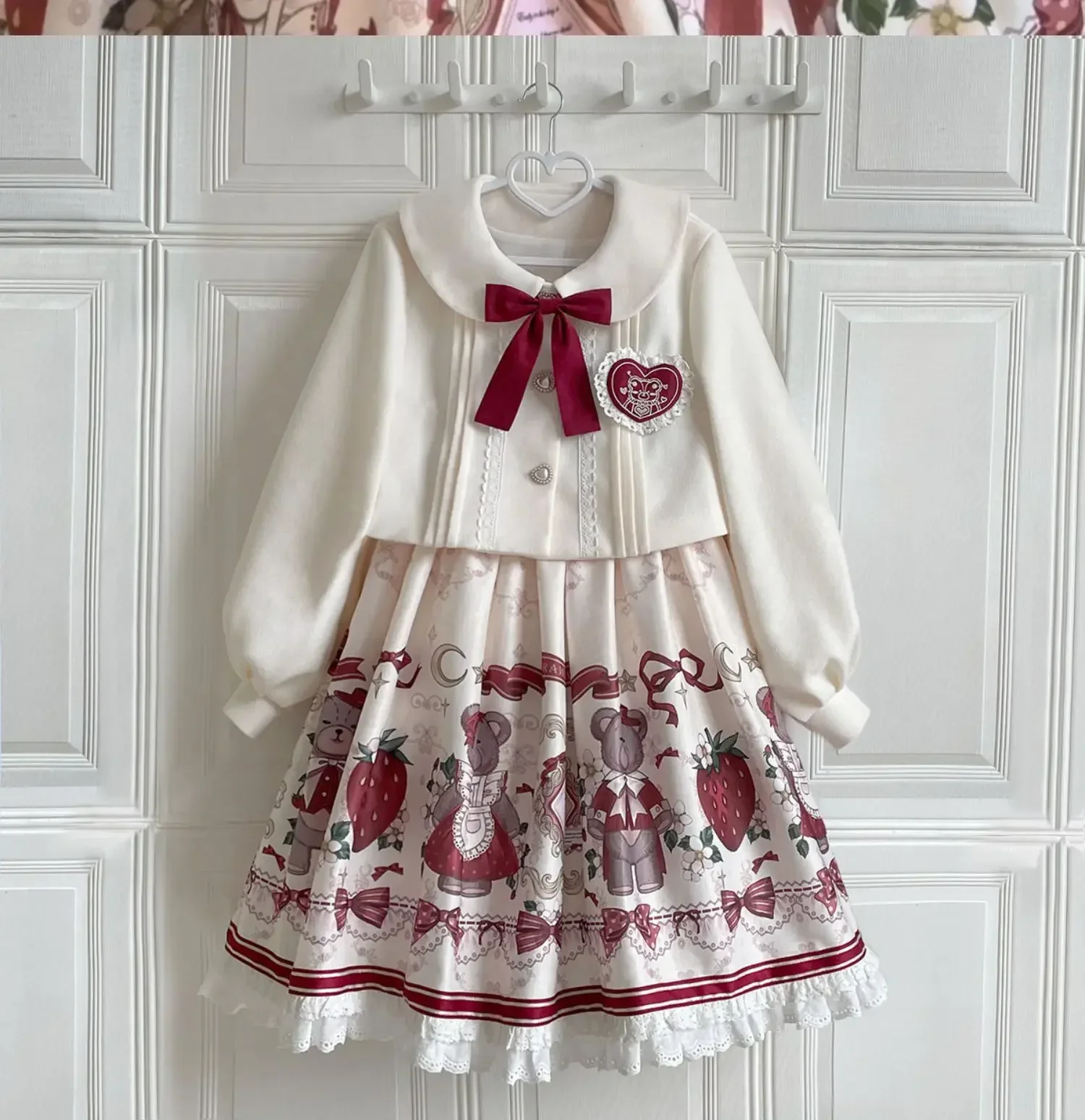 Primavera nuevo vestido de abrigo de fiesta de cumpleaños para mujer Navidad Año nuevo vestido de princesa Kawaii Lolita conjunto de dos piezas trajes femeninos