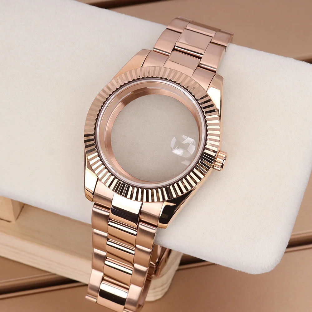 

36mm/39mm Fluted Bezel NH35 Case For SK DJ Replacemet Part SapphireGlass Fit Nh35 Nh36 Miyota8215 Movement Watch Case Strap NH35