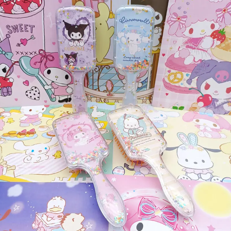 Sanrio Kuromi My Melody Cartoon Comb Cinnamoroll Anime Character Flowing Sand Series Makeup Comb Girl Gift