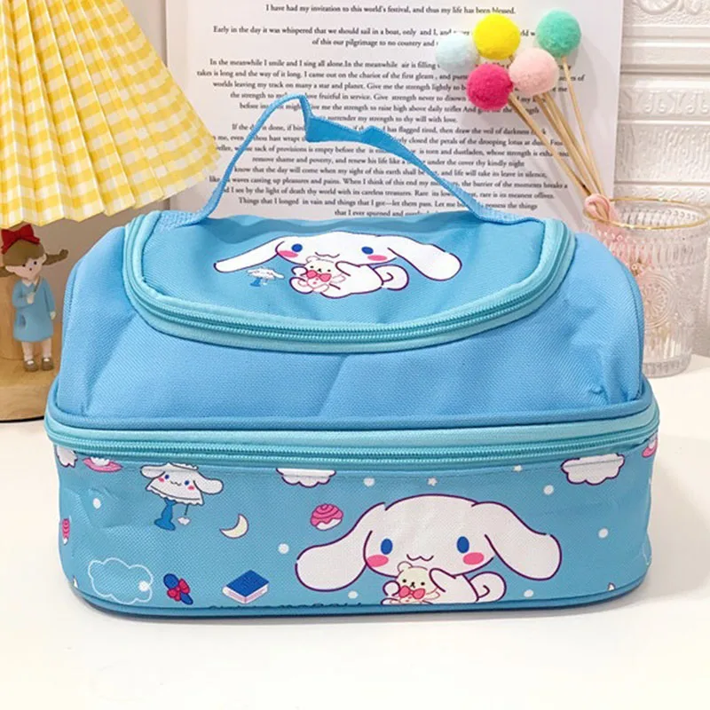 Hello Kitty Sanrio Lunch Box Bag Kuromi My Melody Cinnamoroll Kawaii Dwuwarstwowa przenośna izolowana torba bento o dużej pojemności