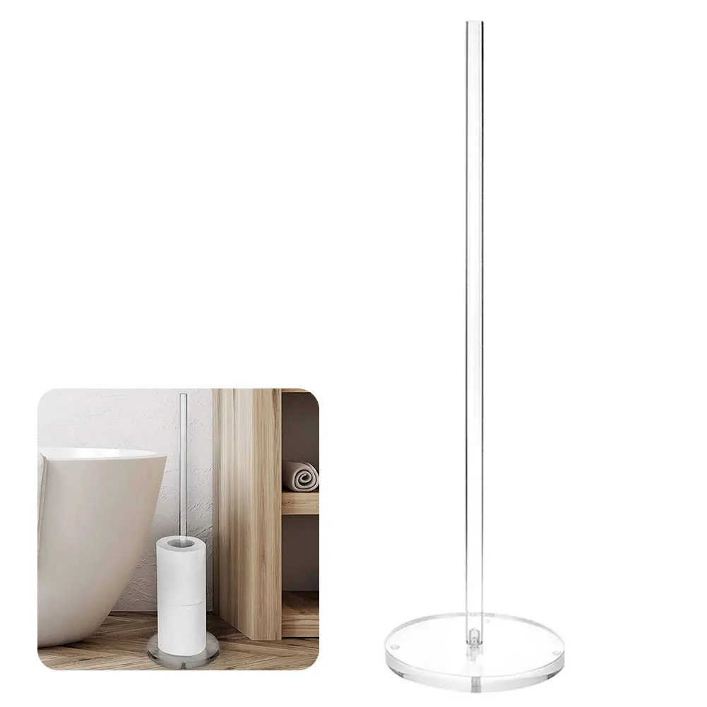 

Standing Reserve Tissue Roll Holder Acrylic Toilet Tissue Roll Stand Modern Space Saving for Toilet Spare Rolls Storage